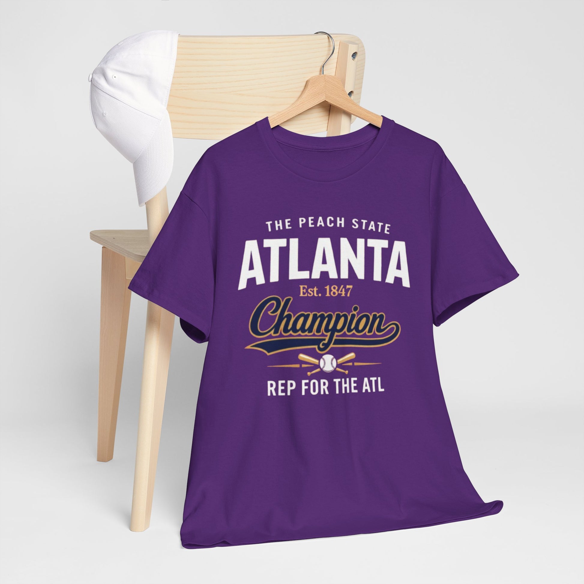 Lavender Atlanta Champion T-Shirt — The Peach State "Rep for the ATL" Graphic Tee