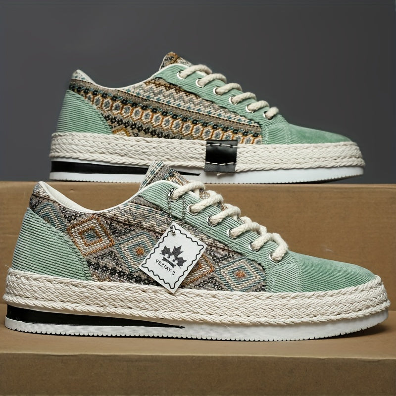 Men'S Breathable Casual Sneakers - Lightweight Summer Shoes with Lace-Up Closure, Non-Slip Rubber Sole - Beige/Black/Teal Colorway for Everyday, Office, Formal Events - All-Season Comfortable Walking Shoes, Office Footwear, S