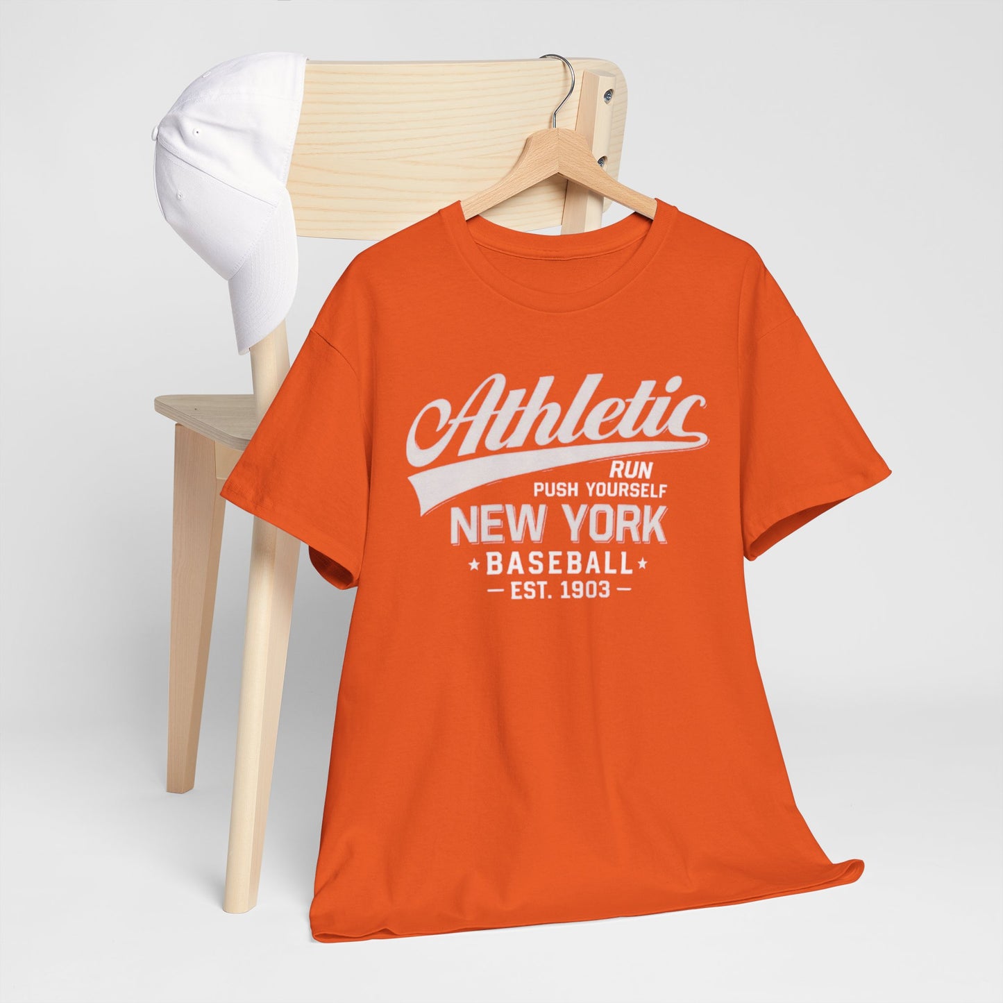 Athletic New York Baseball Tee — 'Athletic: Run, Push Yourself' Vintage Sport T-Shirt