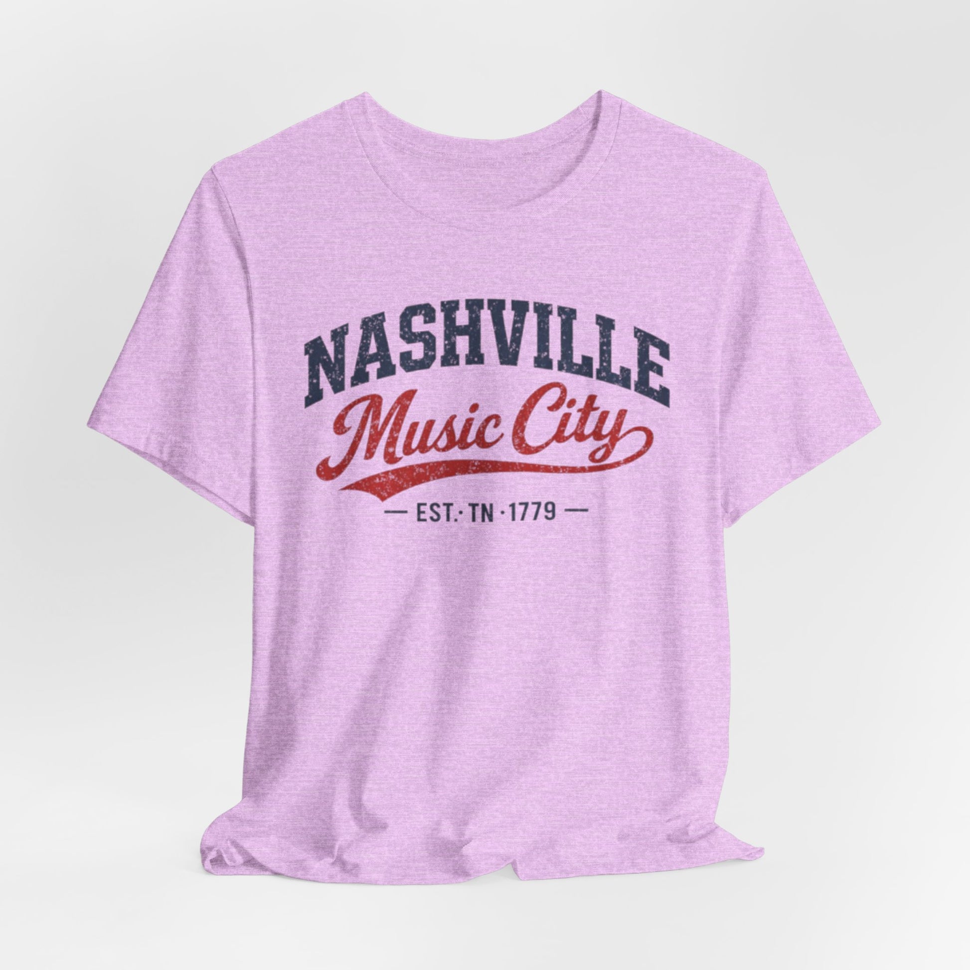 Lavender Nashville Music City T Shirt Vintage 90s Varsity Style — Vintage Americana Tour Tee