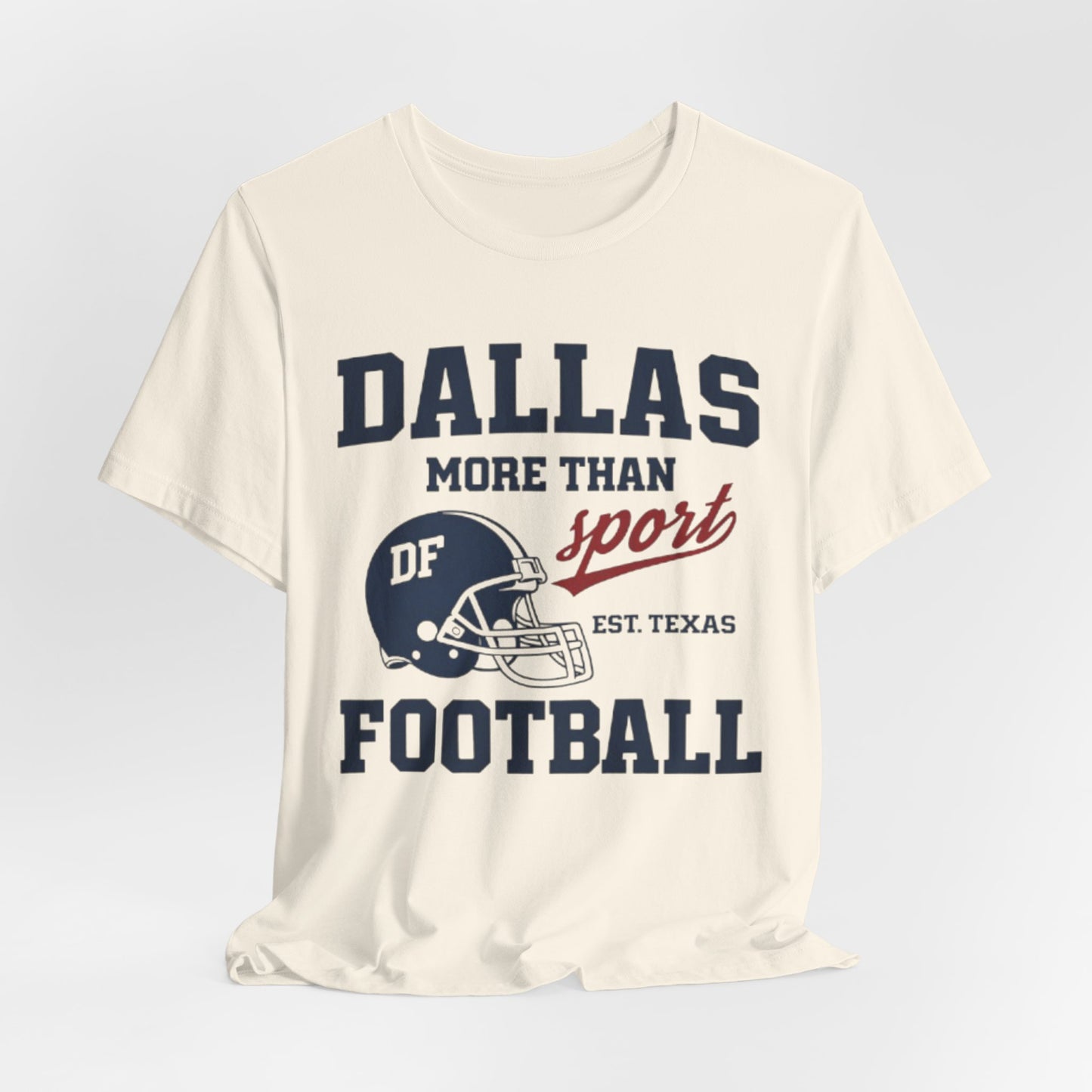 Antique White Dallas Football Tee — "Dallas More Than Sport" Vintage Helmet T‑Shirt
