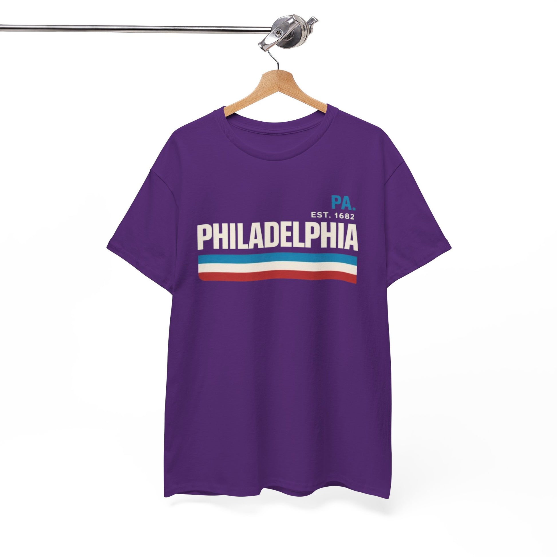 White Smoke Philadelphia Tee — Retro PA Est. 1682 Striped City Shirt