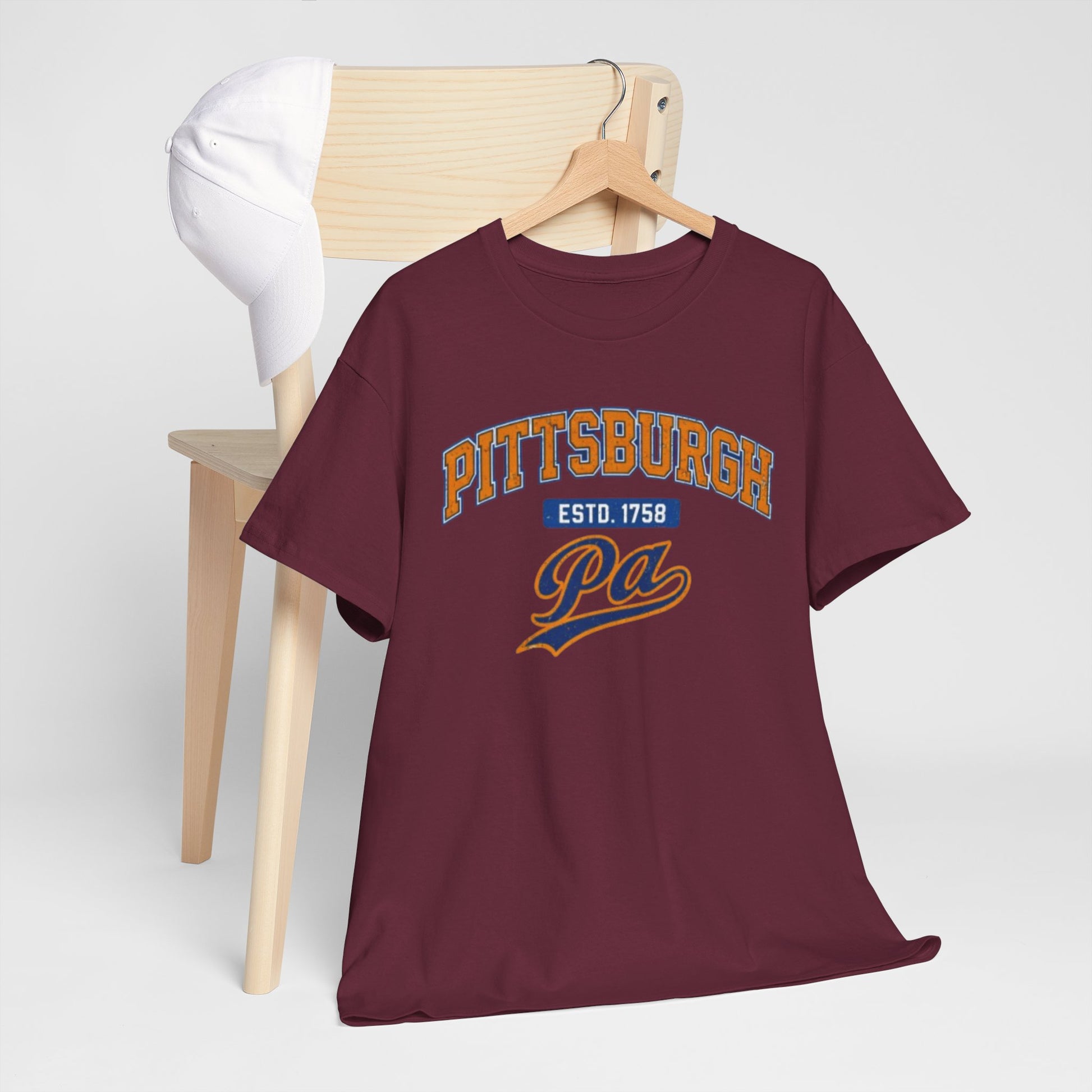 Pittsburgh PA Retro Collegiate T-Shirt – ESTD. 1758 City Tee streetwear fashion product image 12