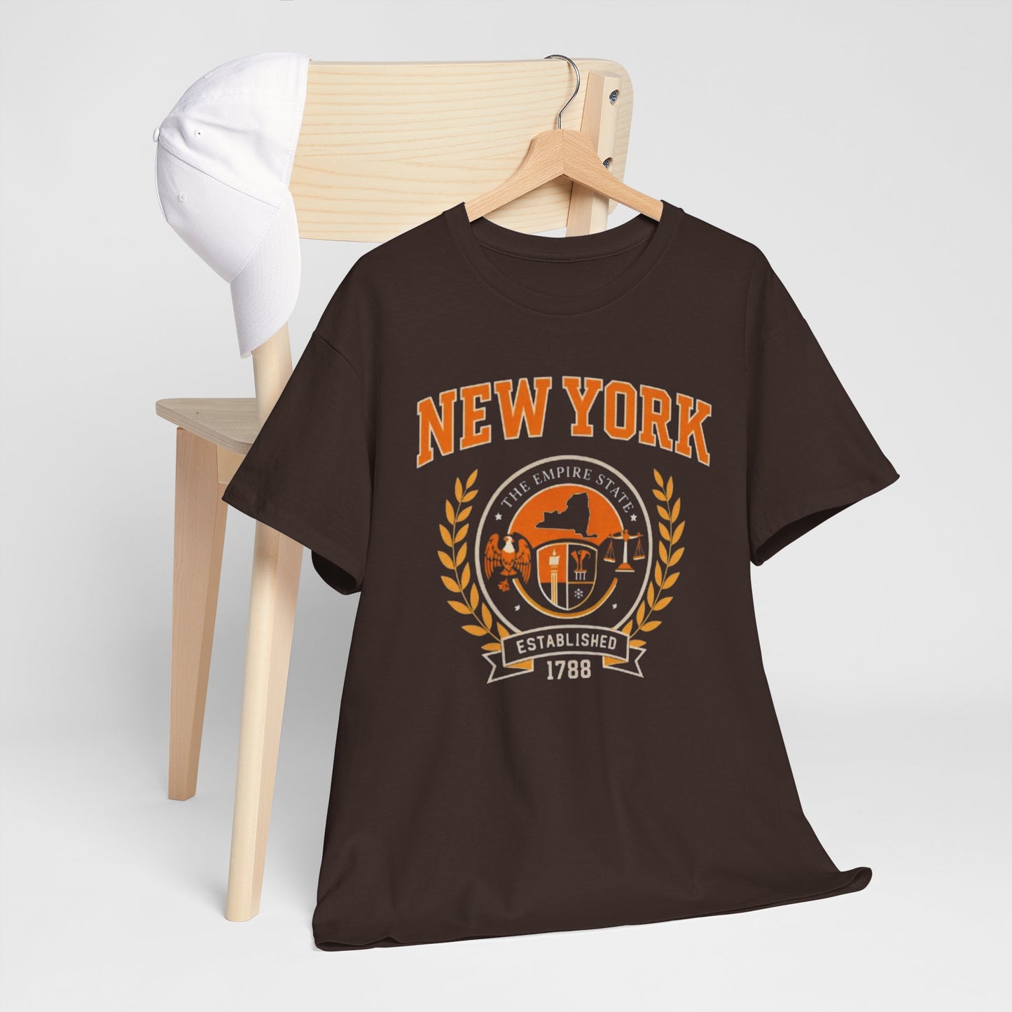 Dark Slate Gray New York Empire State Vintage Tee — Established 1788 City Skyline Shirt worn-in college style t-shirt