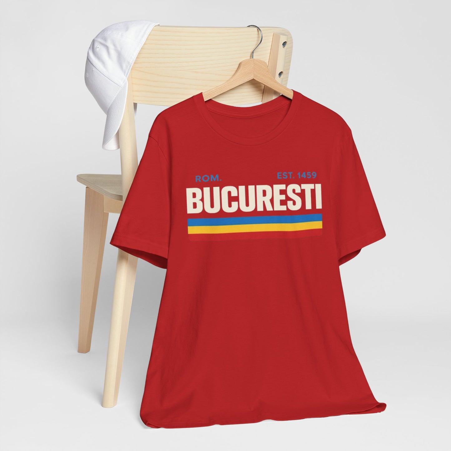 Brown Tricou retro cu dungi București — grafic vintage cu orașe din România