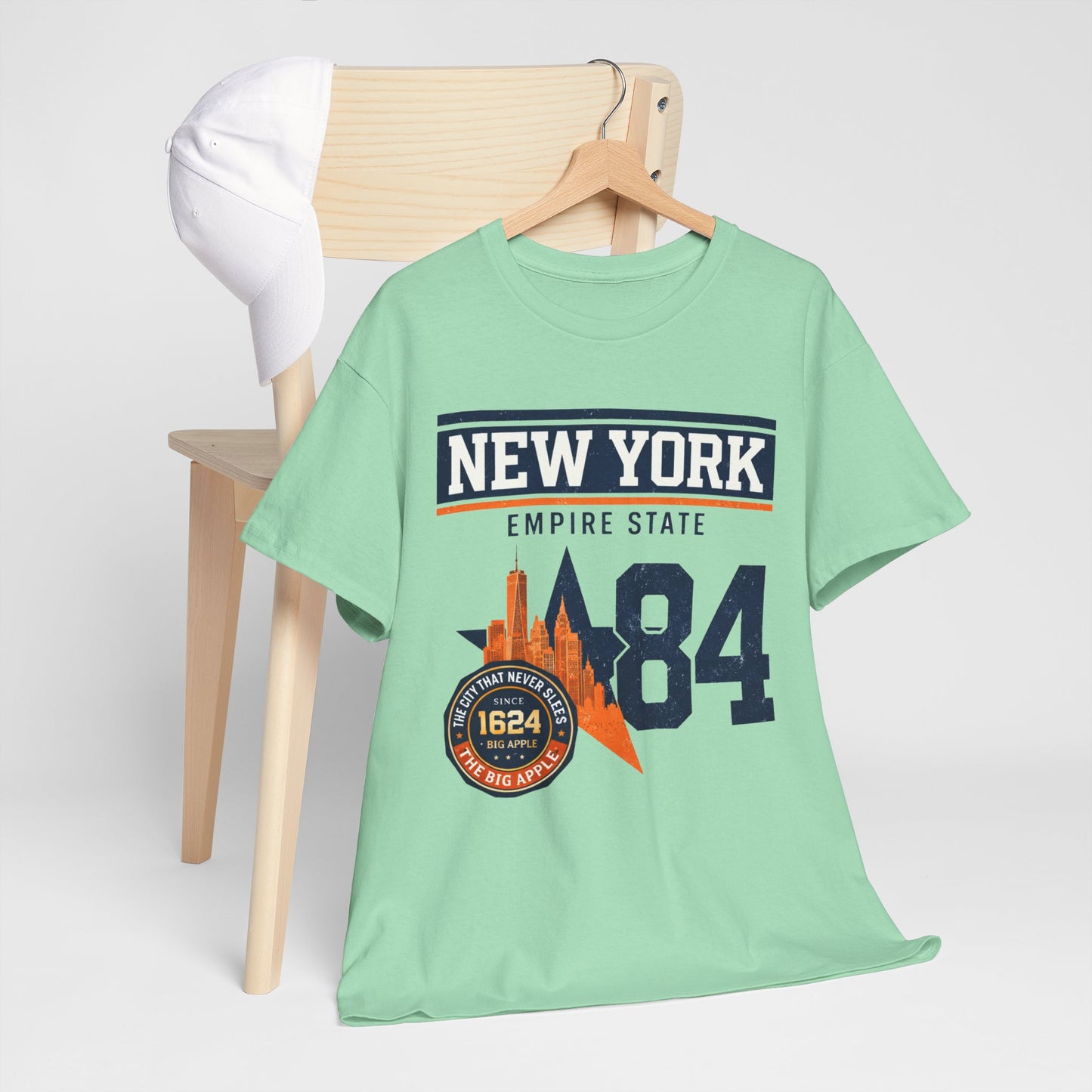 Gray New York Empire State '84 Graphic Tee — Vintage City Skyline T‑Shirt