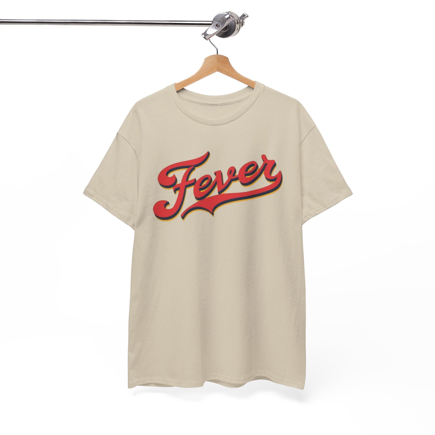 White Smoke Indiana Fever Retro Script Tee — Vintage Red & Gold Graphic T-Shirt