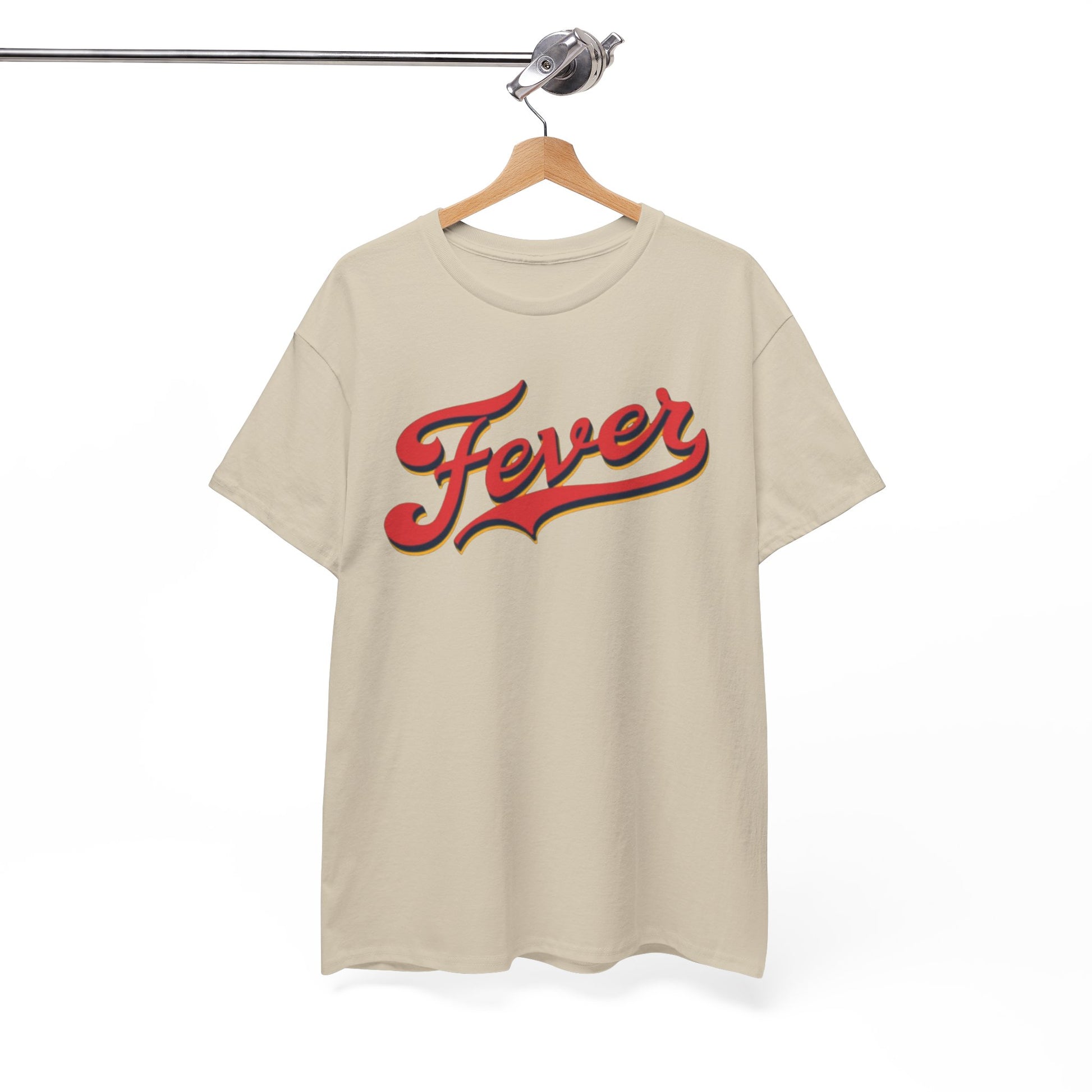 White Smoke Indiana Fever Retro Script Tee — Vintage Red & Gold Graphic T-Shirt