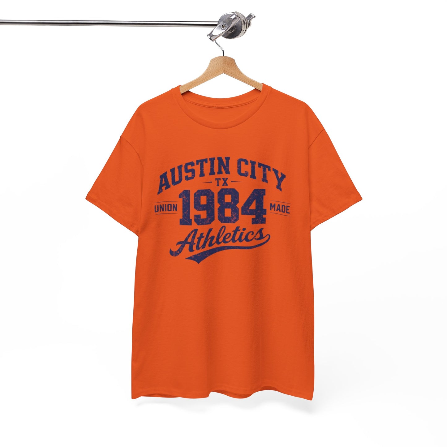 White Smoke Austin City 1984 Athletics Tee — Vintage Collegiate Graphic T-Shirt