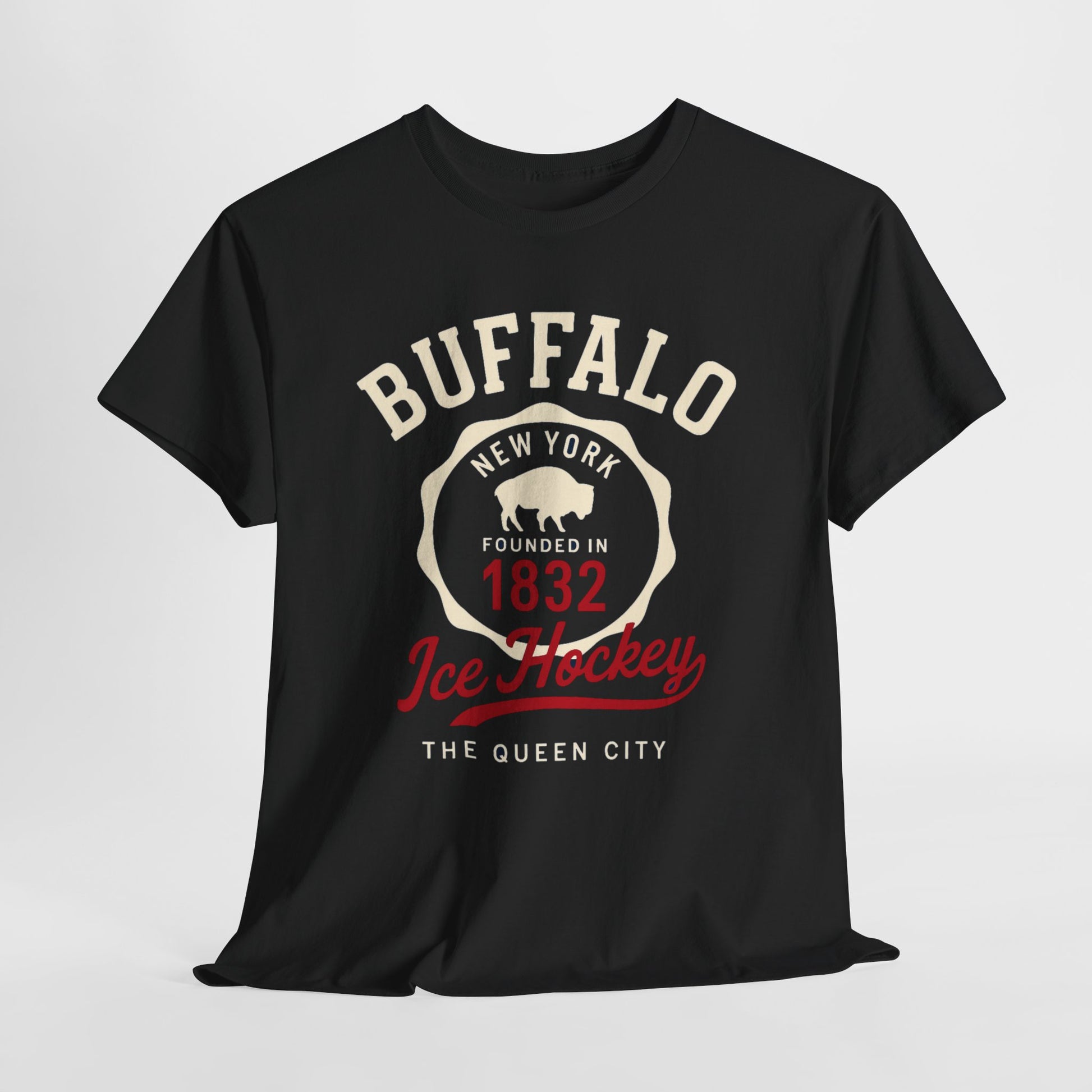 Dark Slate Gray Buffalo Ice Hockey Tee — Founded 1832 Retro Queen City Shirt