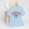 Light Blue Austin Texas 512 Graphic T-Shirt – Capital City Vintage Varsity Streetwear Tee