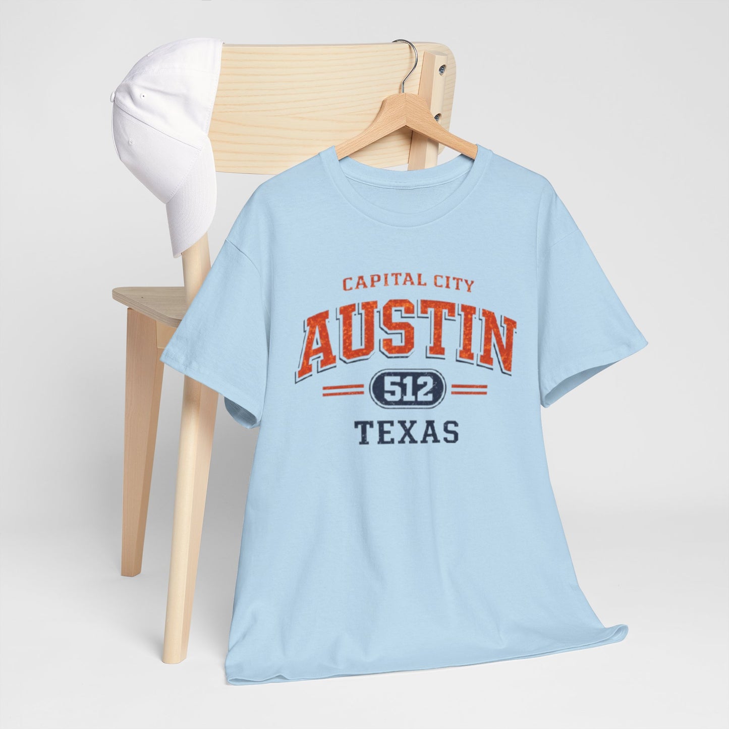 Light Blue Austin Texas 512 Graphic T-Shirt – Capital City Vintage Varsity Streetwear Tee