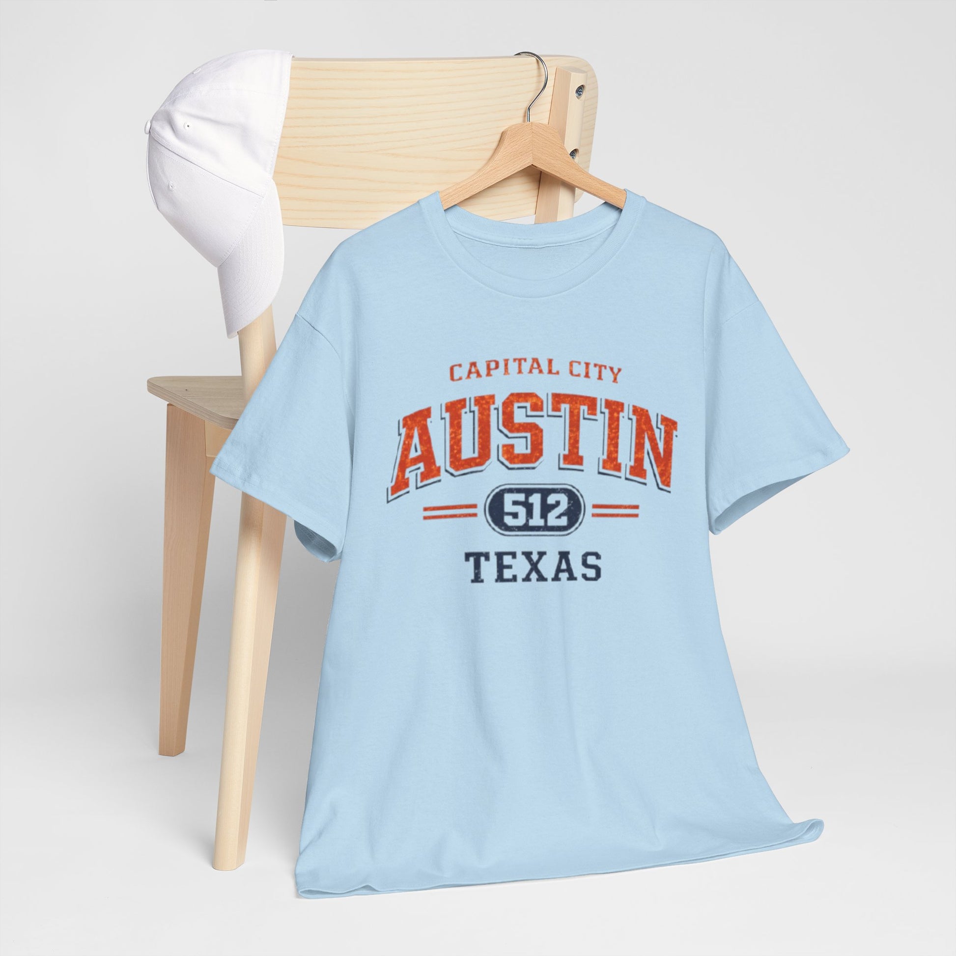 Light Blue Austin Texas 512 Graphic T-Shirt – Capital City Vintage Varsity Streetwear Tee