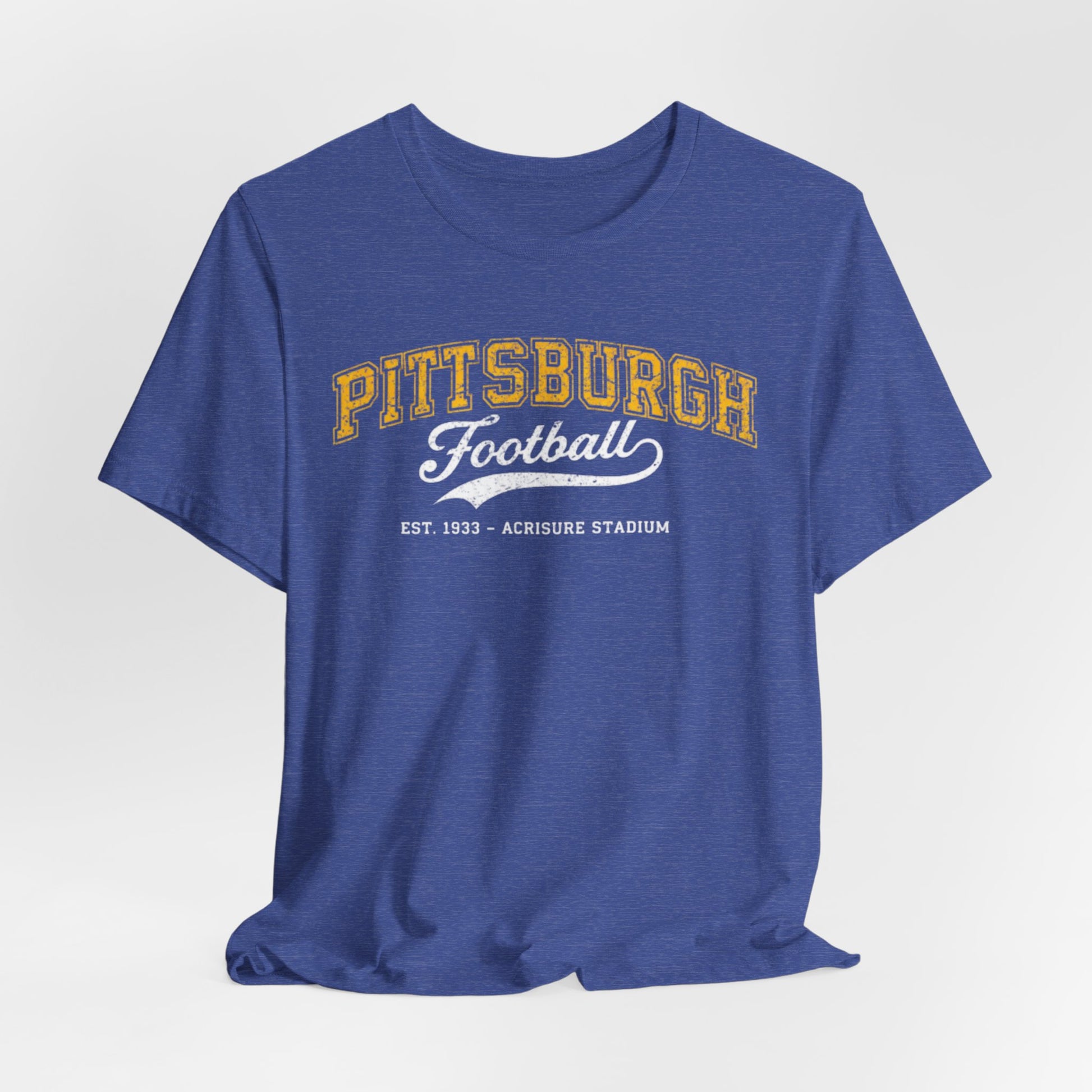 Dark Slate Blue Pittsburgh Football Tee — Vintage Collegiate Crewneck