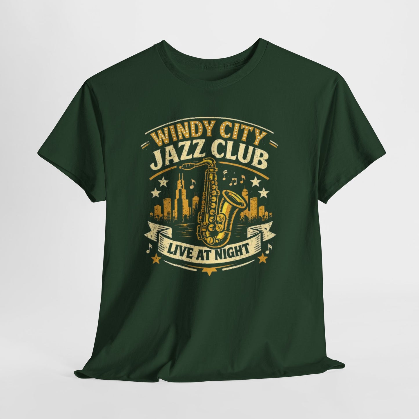 Dark Slate Gray Windy City Jazz Club T-Shirt – Vintage Chicago Music Streetwear Tee