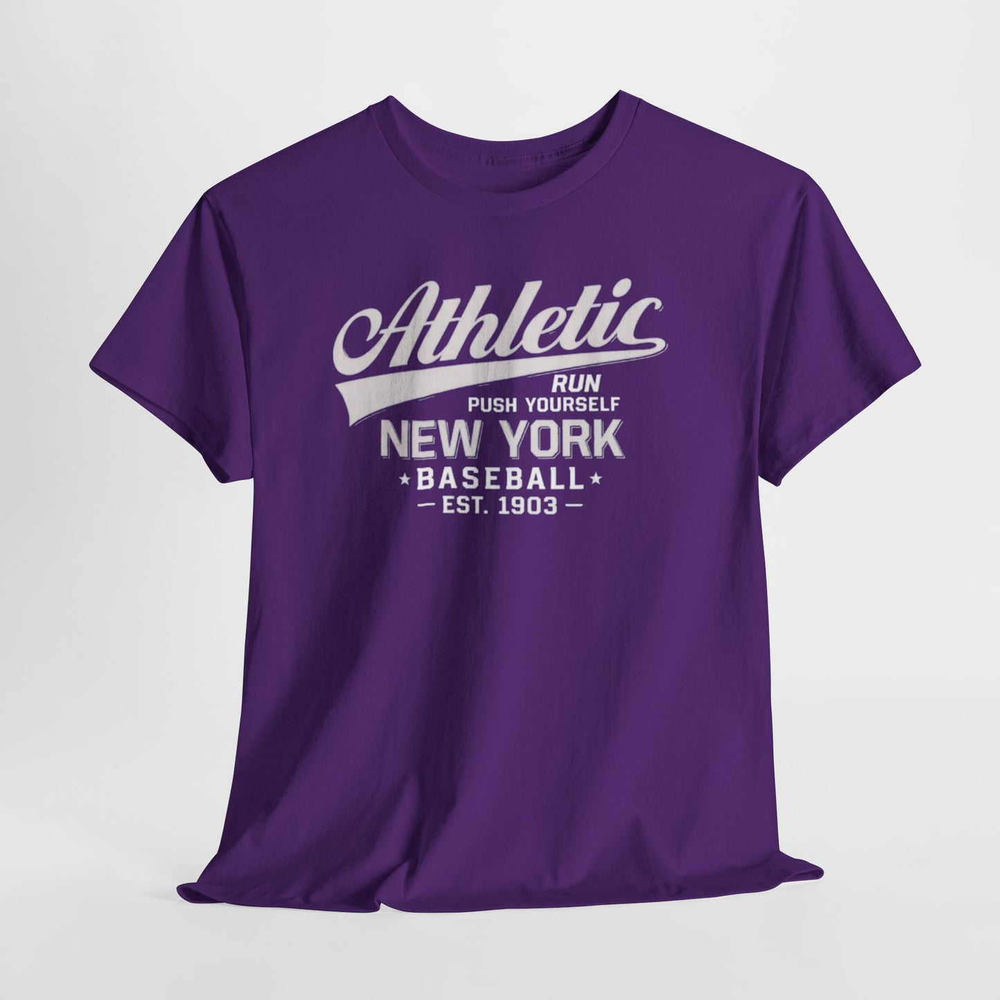 Athletic New York Baseball Tee — 'Athletic: Run, Push Yourself' Vintage Sport T-Shirt