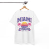 White Smoke Miami Ocean Drive Est. 305 Graphic T-Shirt – Retro Sunset Beach Streetwear Tee
