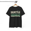 White Smoke Seattle Washington Retro Striped Tee — Emerald City Graphic T‑Shirt