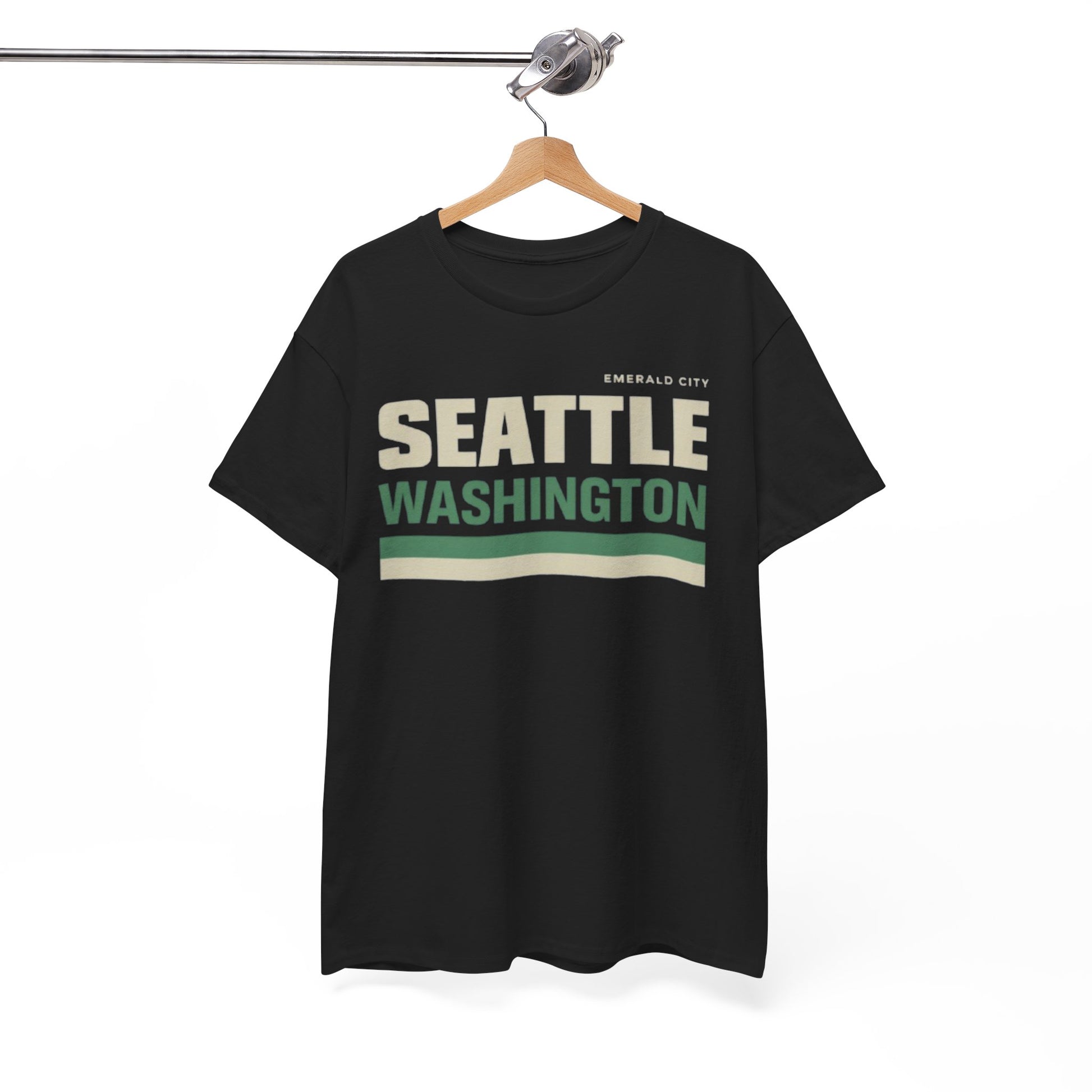 White Smoke Seattle Washington Retro Striped Tee — Emerald City Graphic T‑Shirt