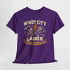 Dark Slate Blue Windy City Labor Chicago Industrial District T-Shirt – Vintage Worker Tools Graphic Tee