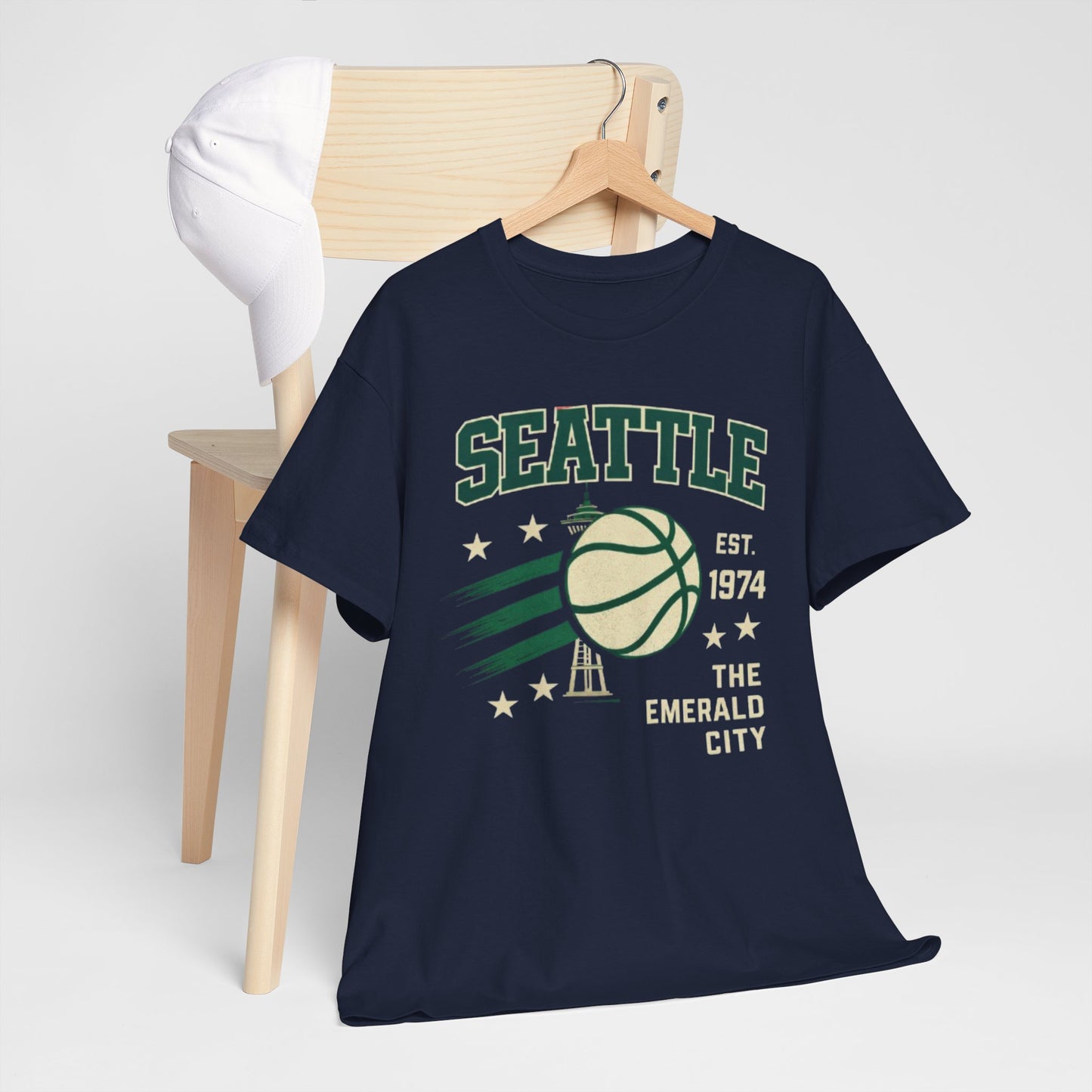 Dark Slate Gray Seattle Basketball Tee — "The Emerald City" Vintage Sports Shirt