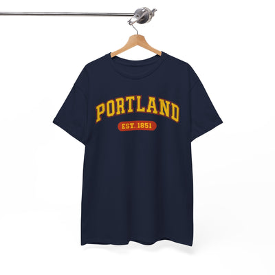 Portland Vintage College Tee — "PORTLAND EST. 1851" Graphic T-Shirt – football shirt, sportswear style, image 1.0