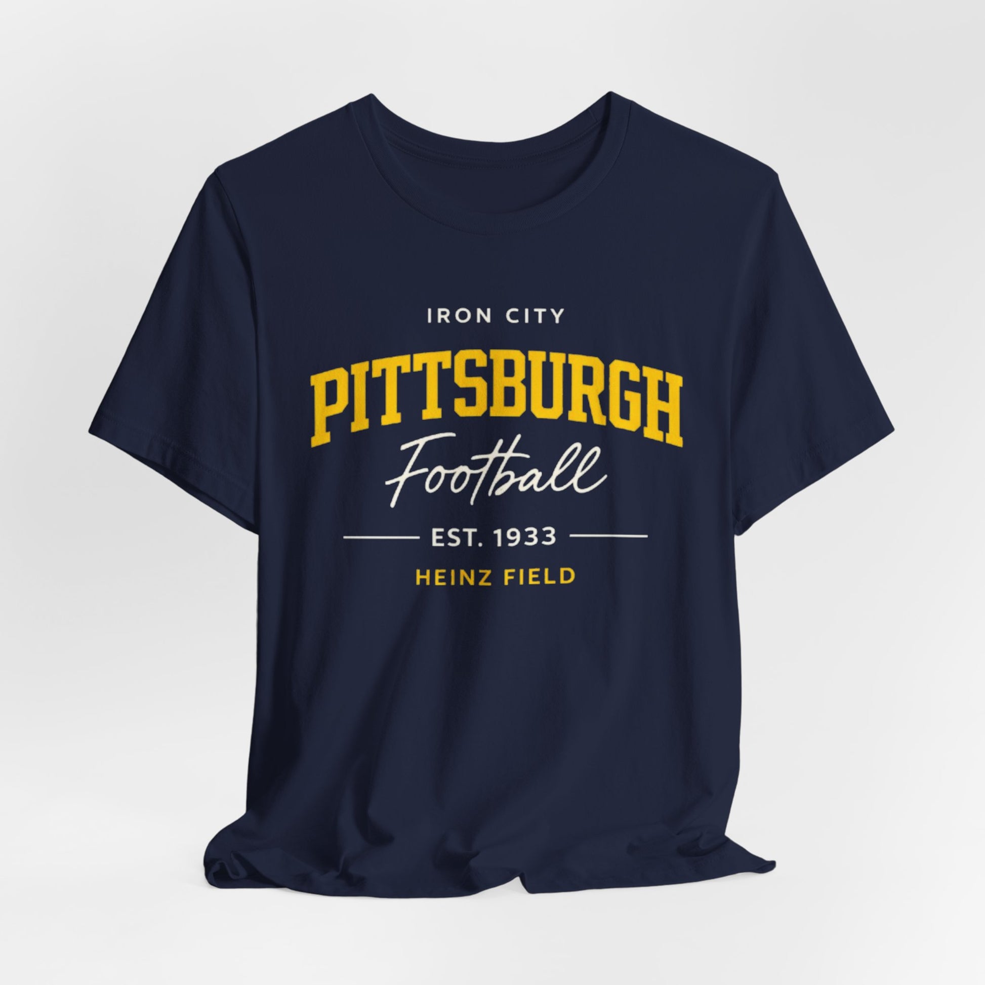 Dark Slate Gray Pittsburgh Football Heinz Field T-Shirt — Vintage Collegiate Crew Tee
