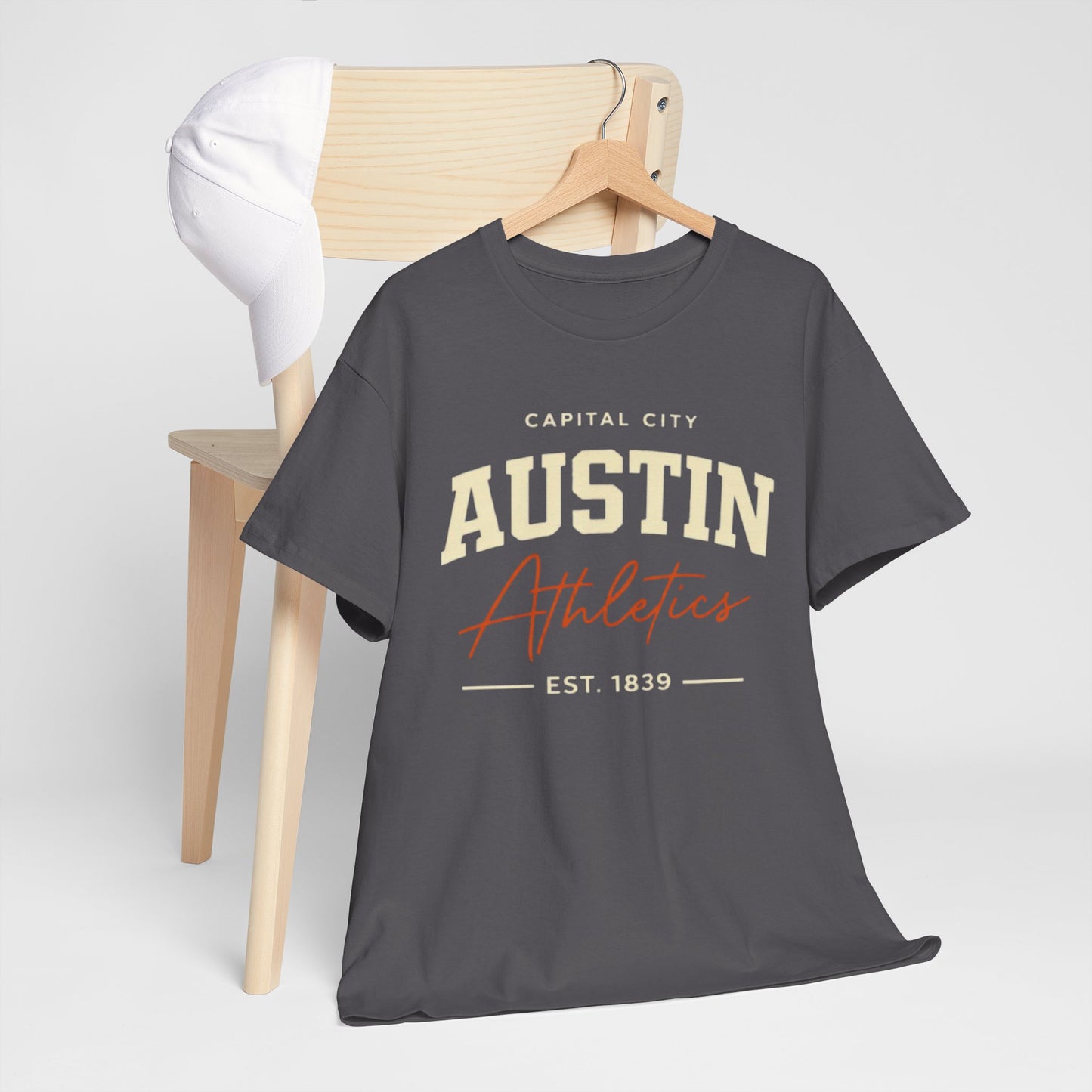 Dim Gray Austin Texas Athletics Graphic T-Shirt – Vintage Varsity Sports Streetwear Tee