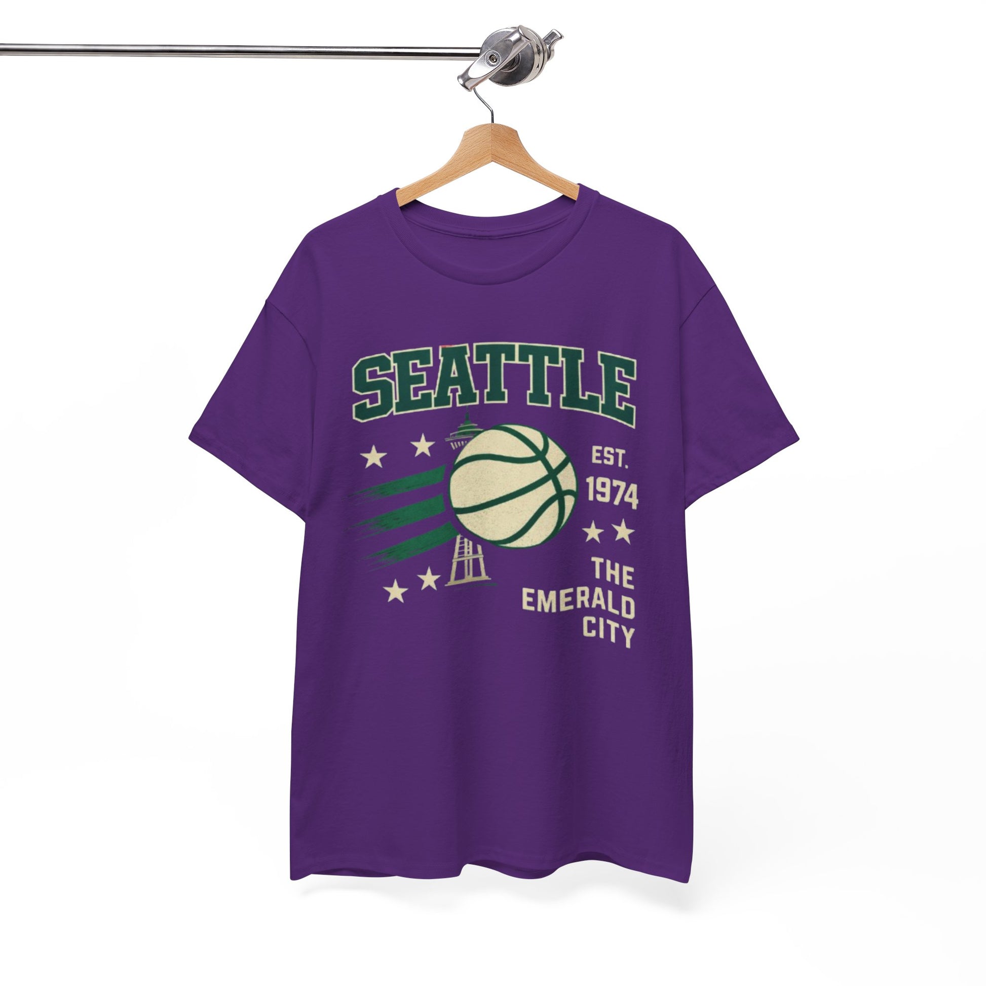 White Smoke Seattle Basketball Tee — "The Emerald City" Vintage Sports Shirt