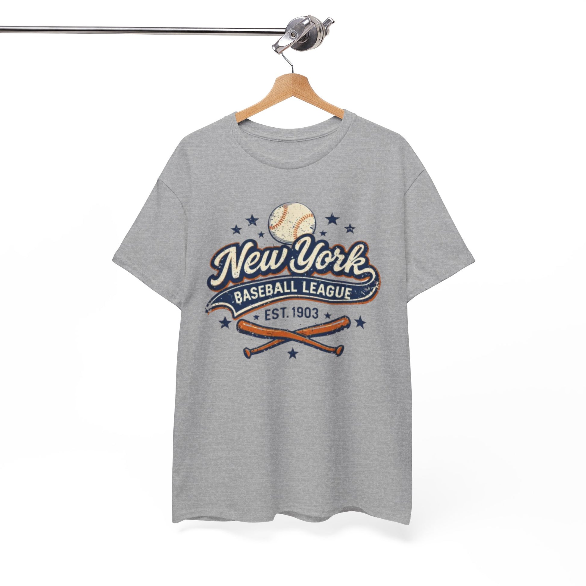 White Smoke Baseball Tee — New York Baseball League "Est. 1903" Vintage Graphic