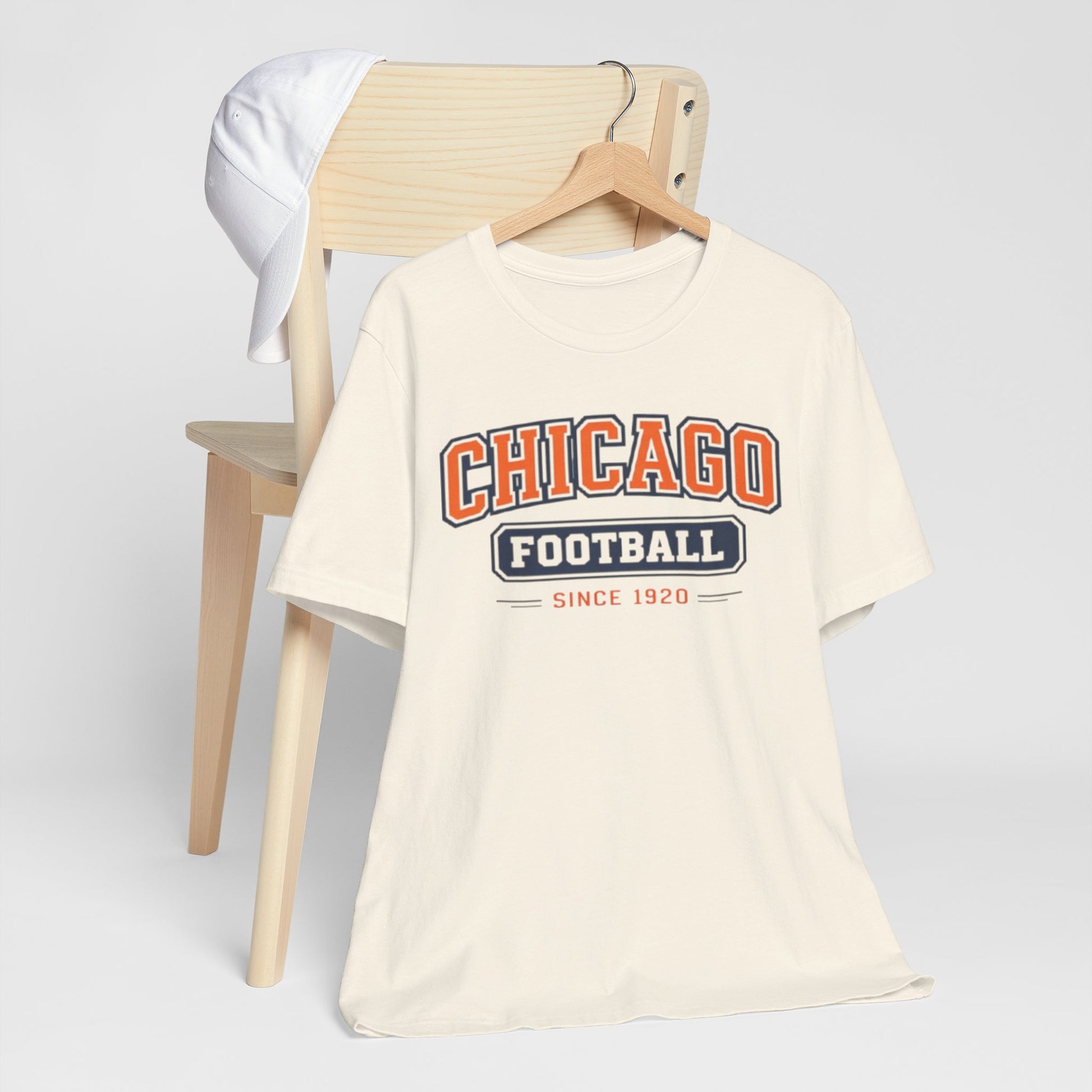 Antique White Chicago Football Since 1920 T Shirt – Vintage Orange Navy Classic American Sports Tee