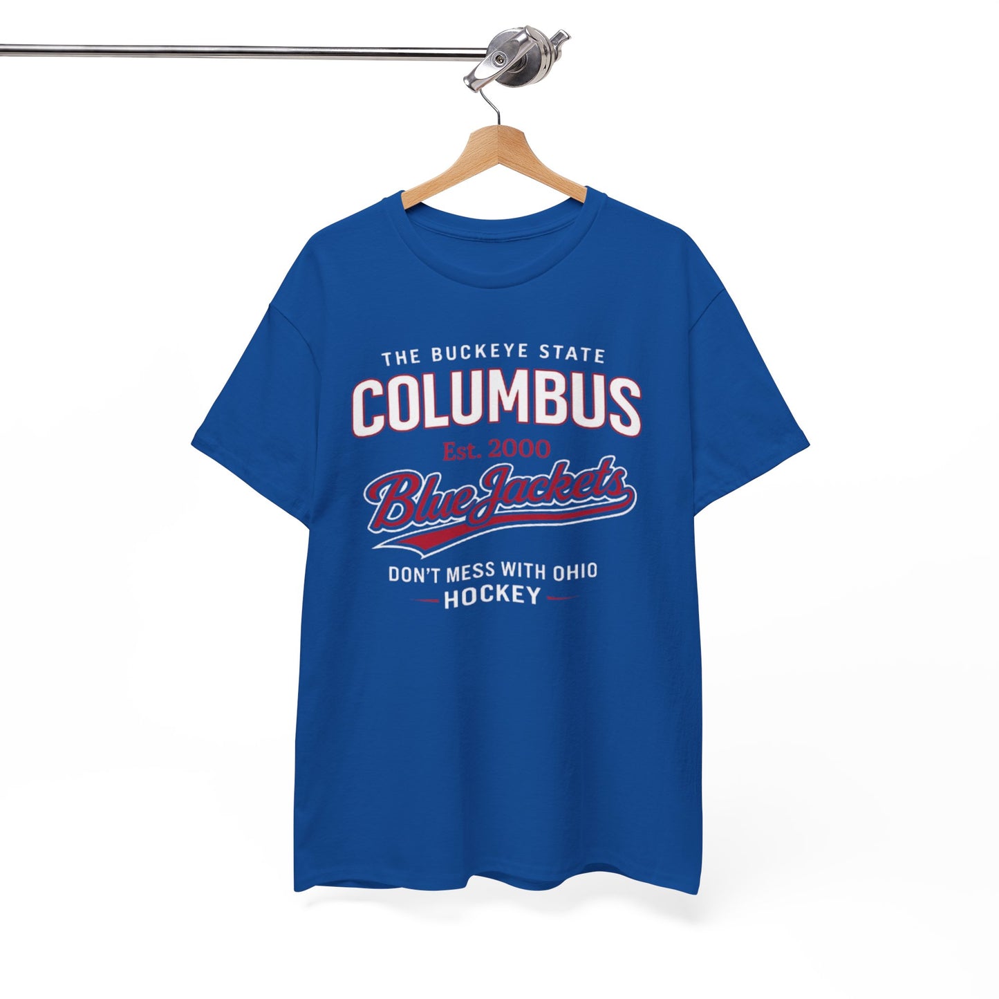 White Smoke Columbus Blue Jackets Hockey T‑Shirt – "Don't Mess With Ohio" Vintage Style