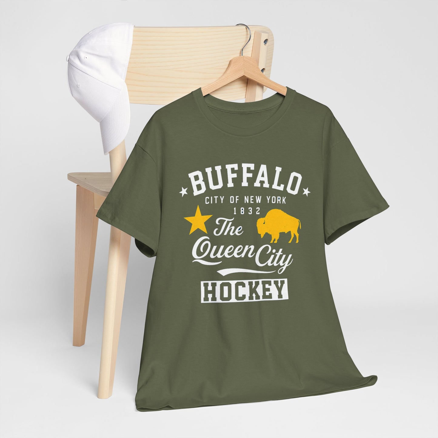 Buffalo City T‑Shirt – Gold Star & Bison Graphic Tee