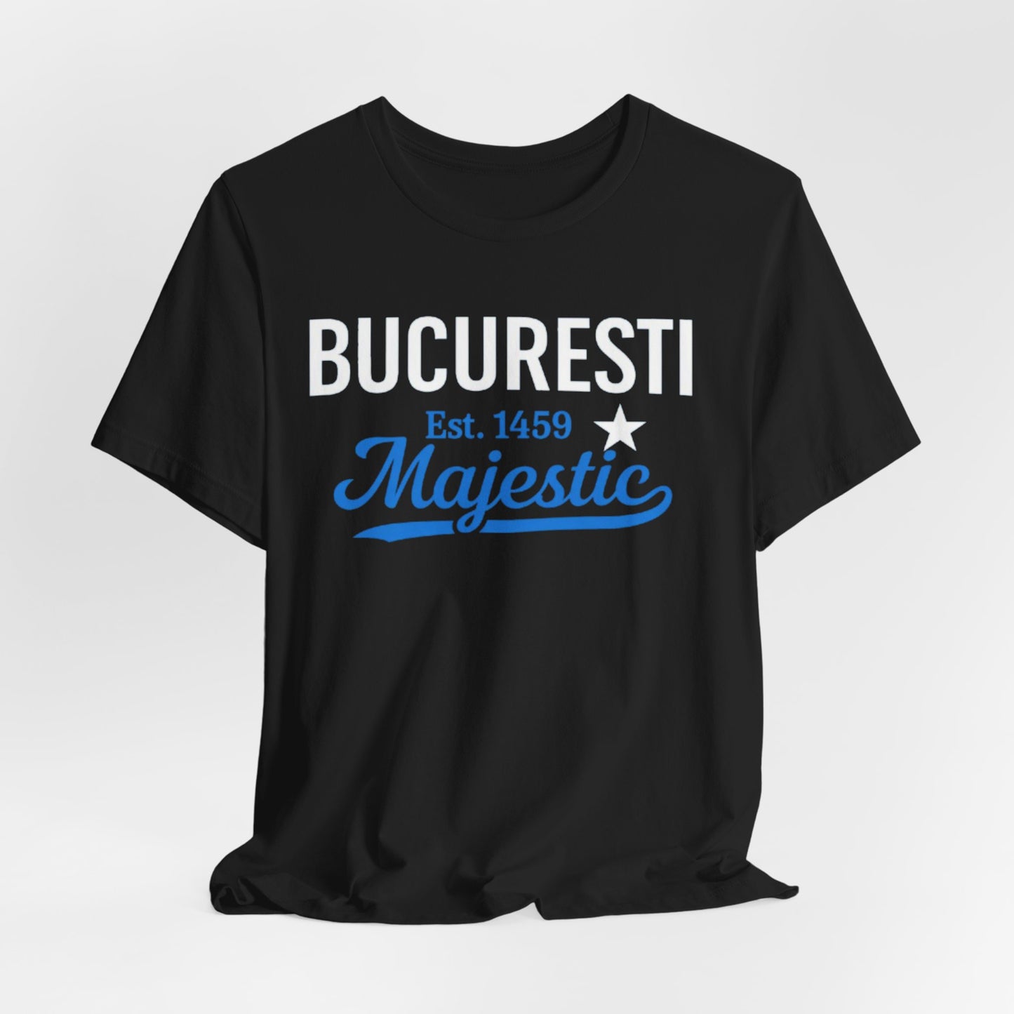 Black Tricou Bucuresti Majestic — Tricou Vintage Romanian City (Est. 1459)