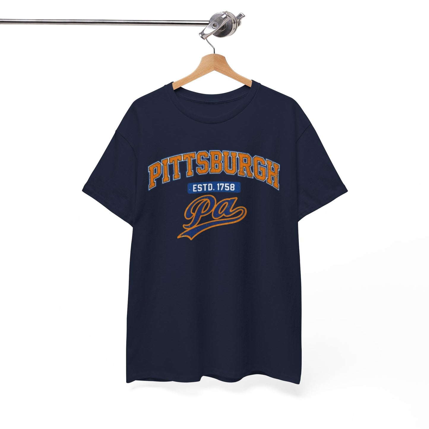 Pittsburgh PA Retro Collegiate T-Shirt – ESTD. 1758 City Tee – casual fan outfit, breathable comfort wear, image 1.0