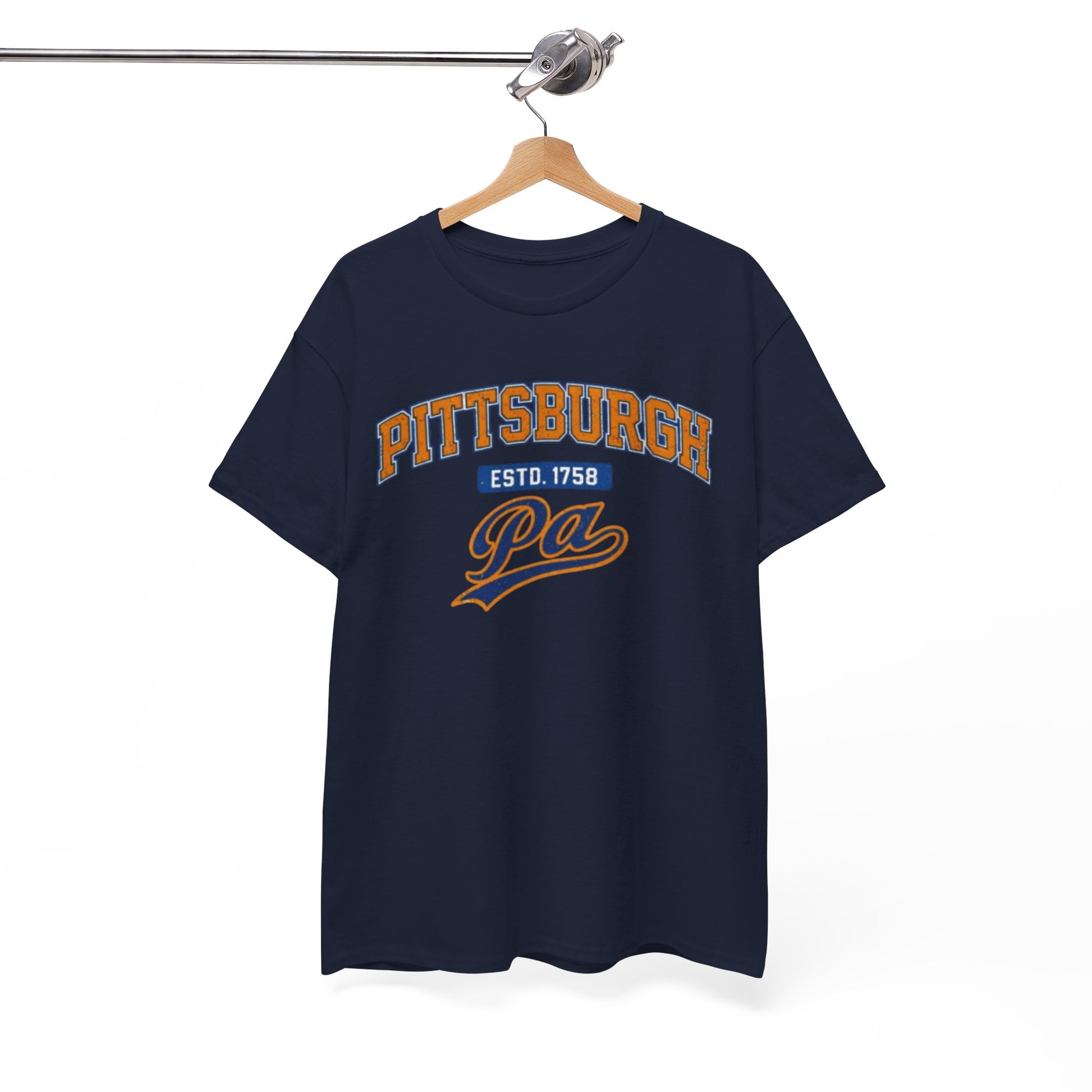 Pittsburgh PA Retro Collegiate T-Shirt – ESTD. 1758 City Tee – casual fan outfit, breathable comfort wear, image 1.0