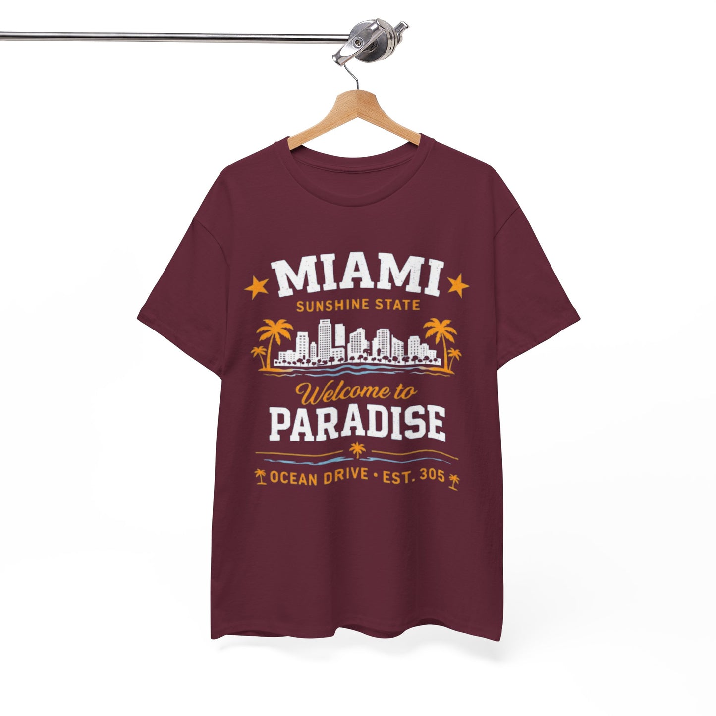Miami Sunshine State Graphic T-Shirt – Welcome to Paradise Ocean Drive Est. 305 Tee
