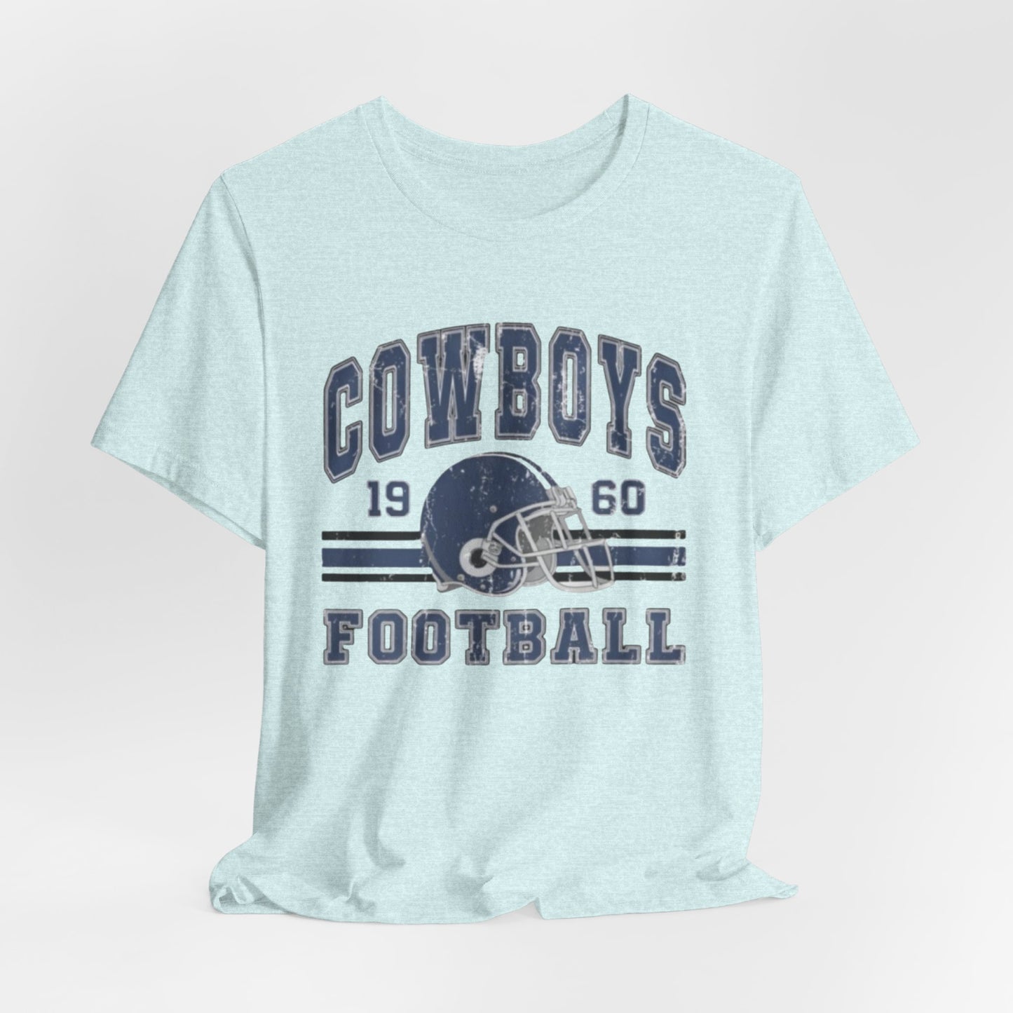 Lavender Cowboys Football Tee — Retro 1960 Helmet Short Sleeve Shirt