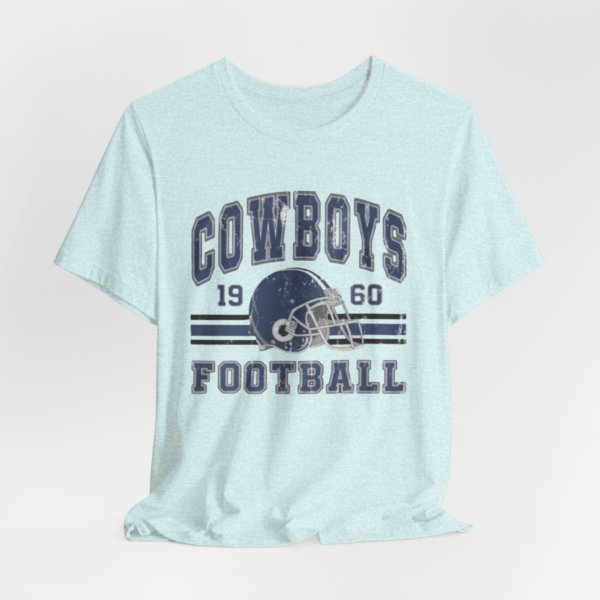 Lavender Cowboys Football Tee — Retro 1960 Helmet Short Sleeve Shirt