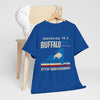 Dark Slate Blue Buffalo NY City of Good Neighbors T-Shirt — Retro New York State Silhouette Tee
