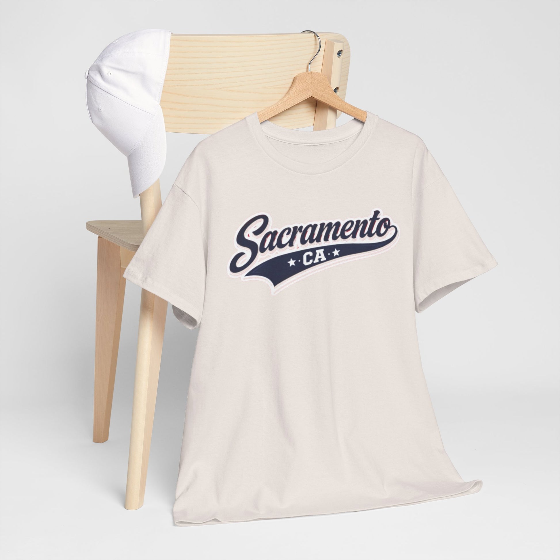 Light Gray Sacramento CA Vintage Script T‑Shirt