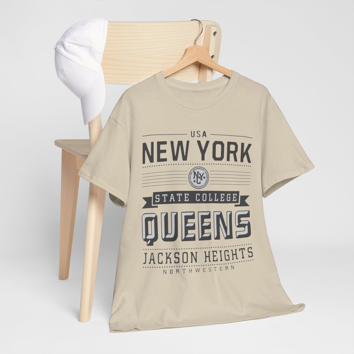 New York Queens Jackson Heights Tee — Vintage State College Graphic T-Shirt