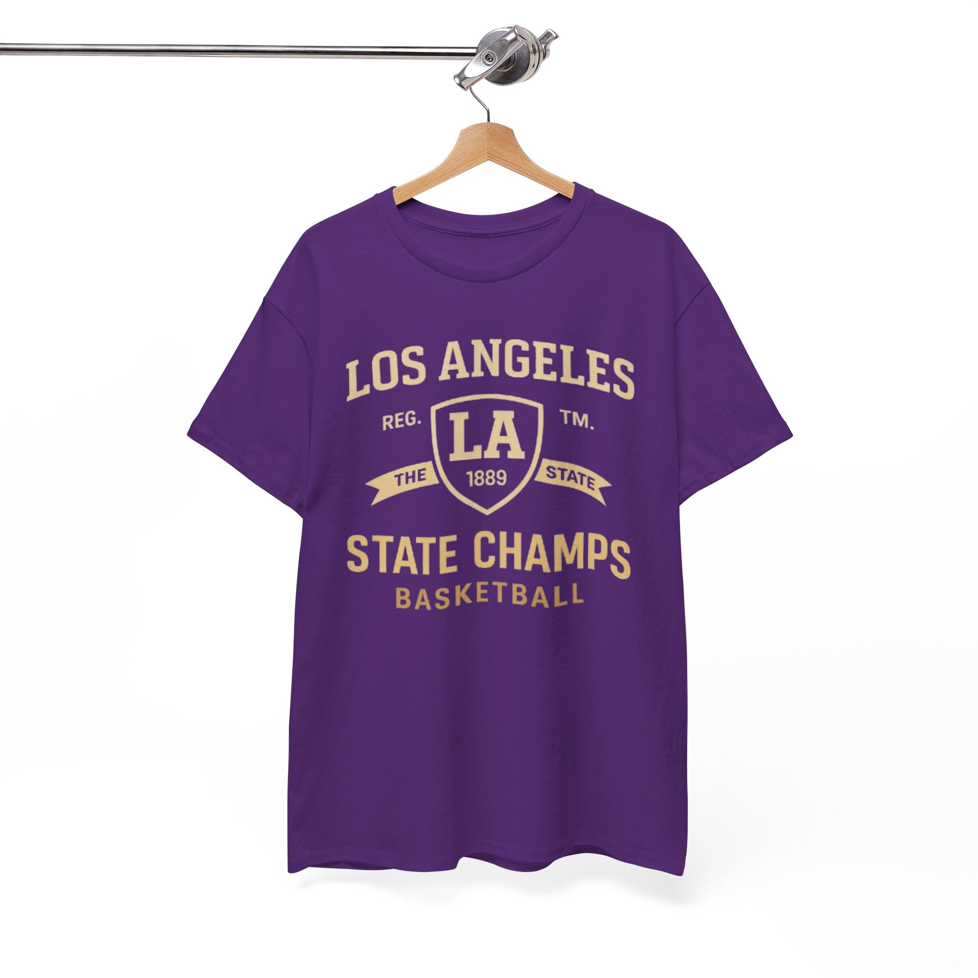 White Smoke Los Angeles State Champs Basketball T-Shirt – Oversized Urban Streetwear City Tee