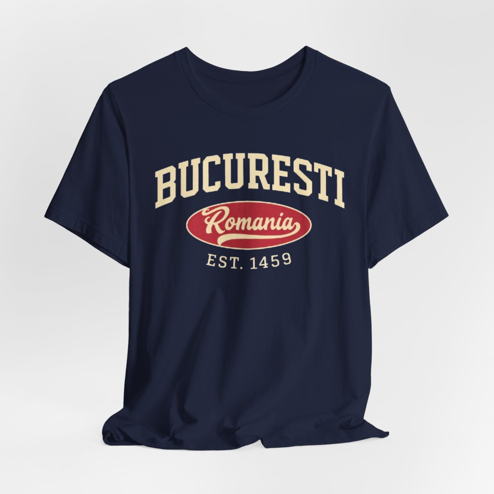 Dark Slate Gray Tricou București România Vintage Logo — "Bucuresti" Est. 1459