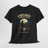 Dark Slate Gray Chicago Midnight Club T‑Shirt – Retro City Skyline "Where Night Is Legend"