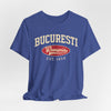 Dark Slate Blue Tricou București România Vintage Logo — "Bucuresti" Est. 1459