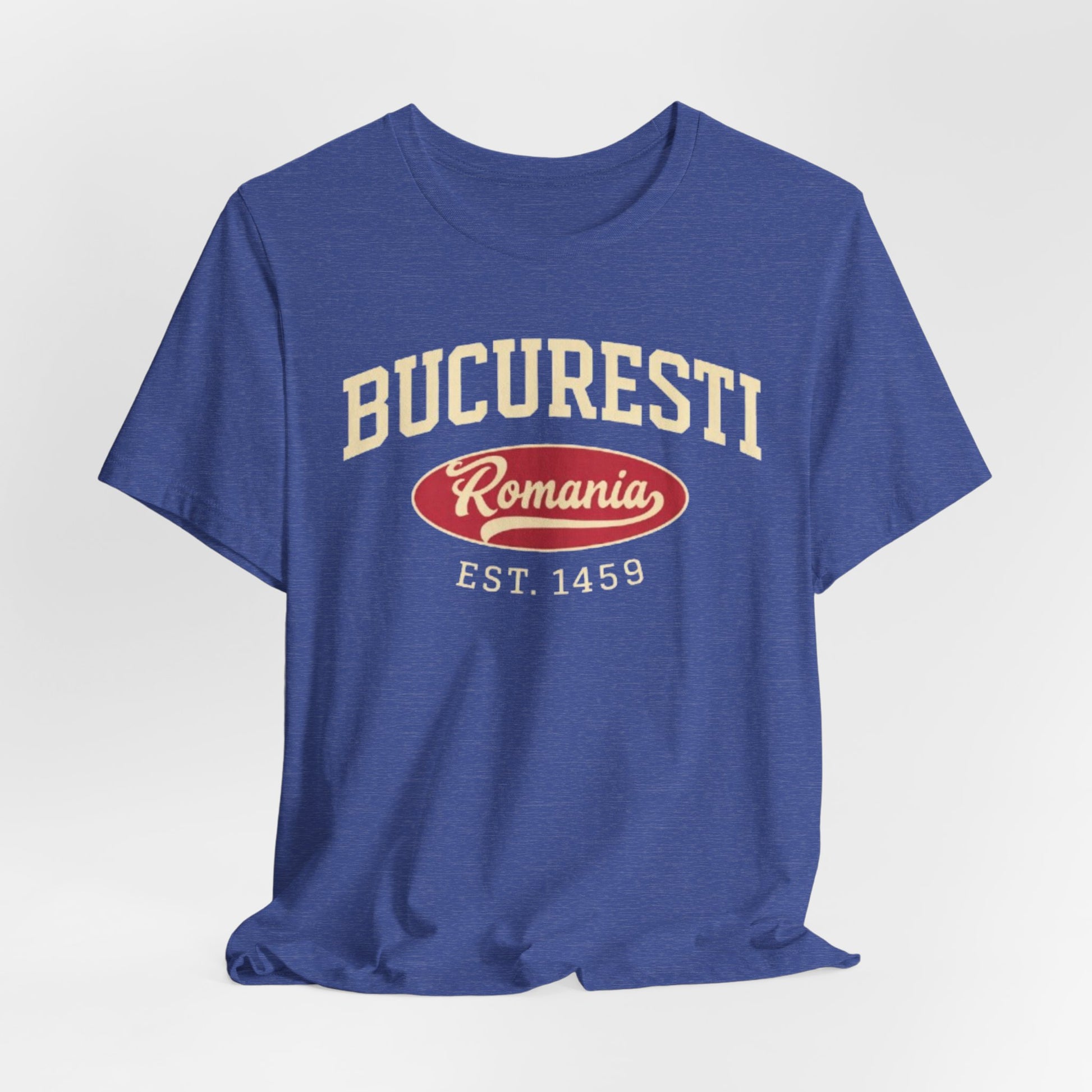 Dark Slate Blue Tricou București România Vintage Logo — "Bucuresti" Est. 1459