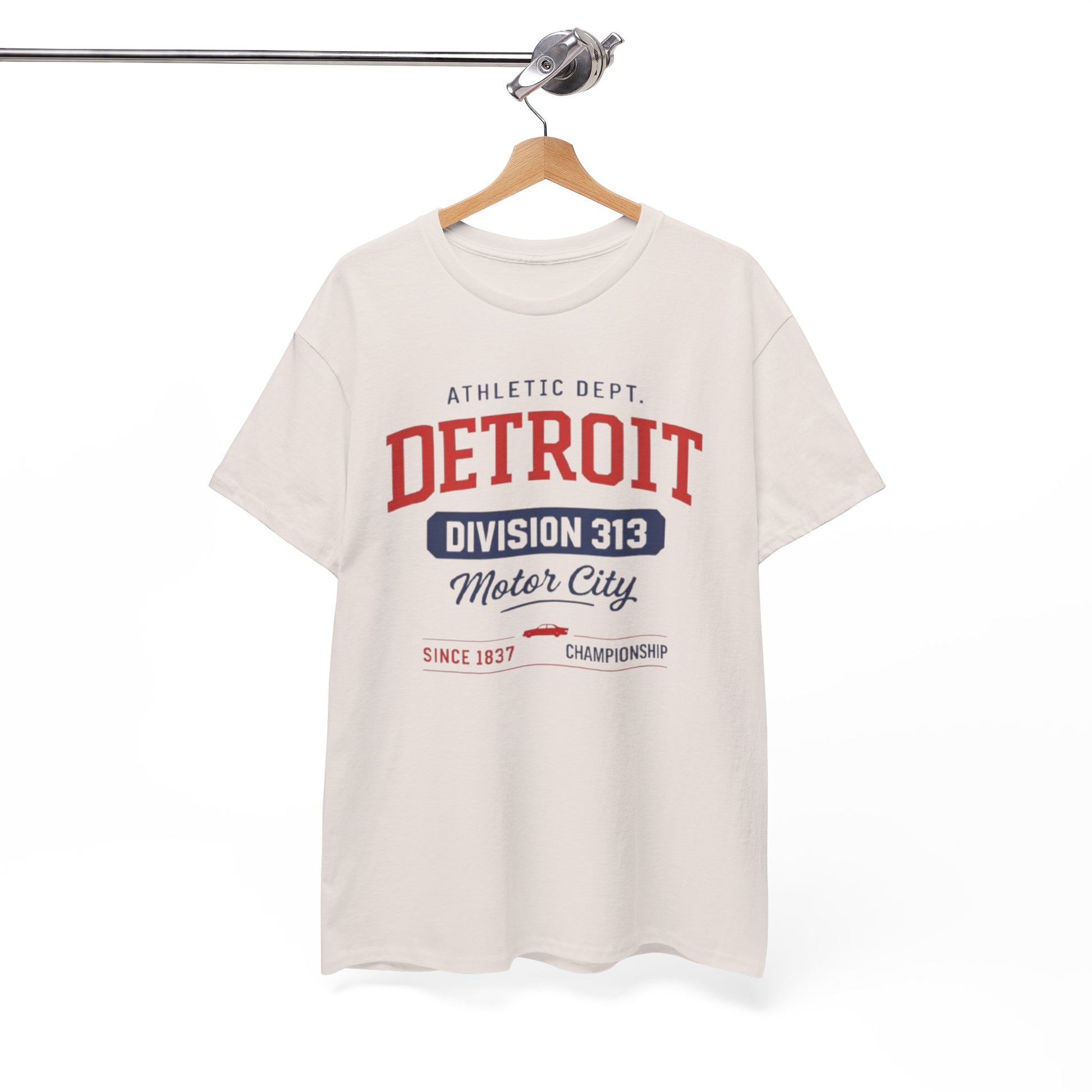 White Smoke Detroit Division 313 Motor City T-Shirt Vintage varsity College style Casual tee  Retro design