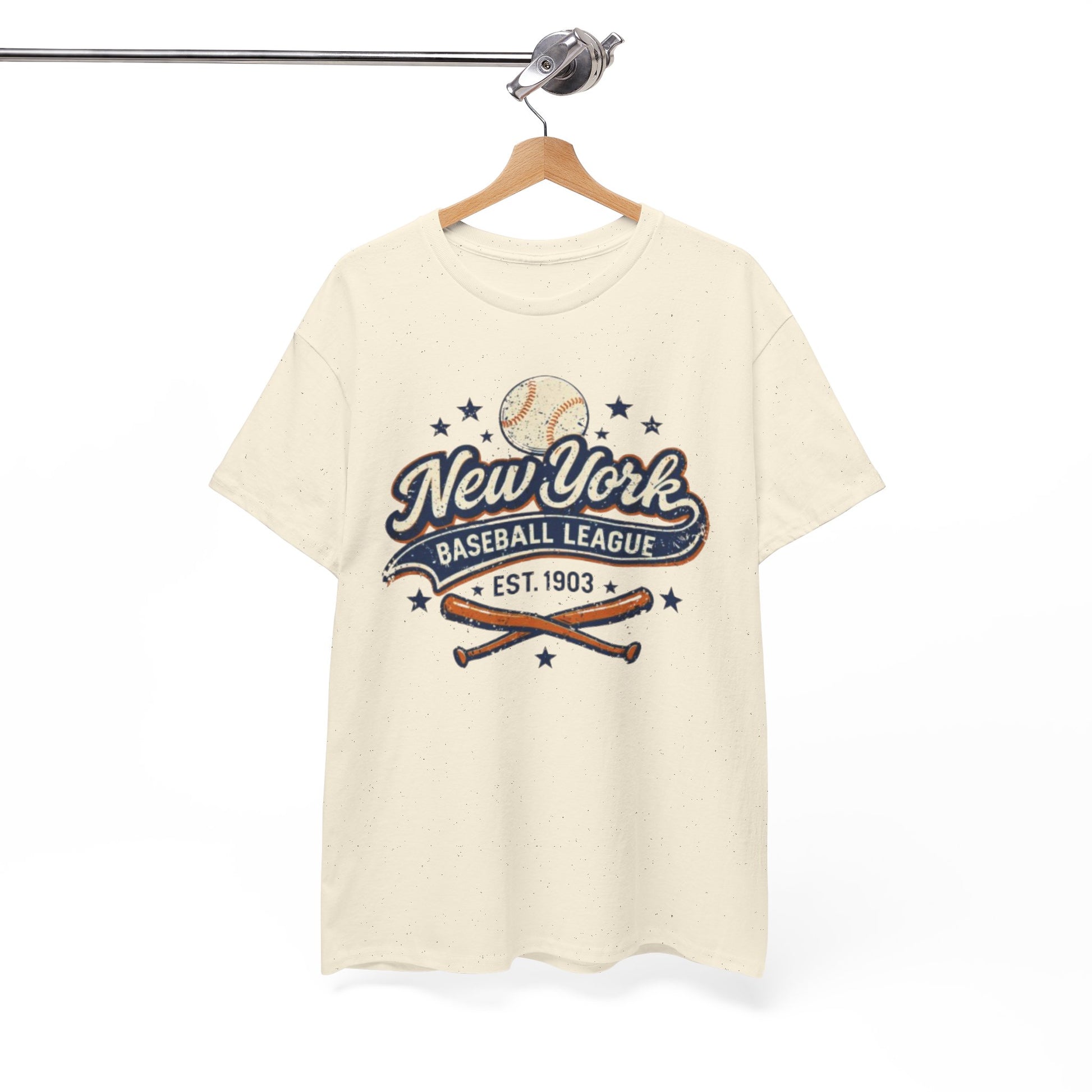 White Smoke New York Baseball League Tee — Vintage 'Est. 1903' Baseball Graphic Shirt