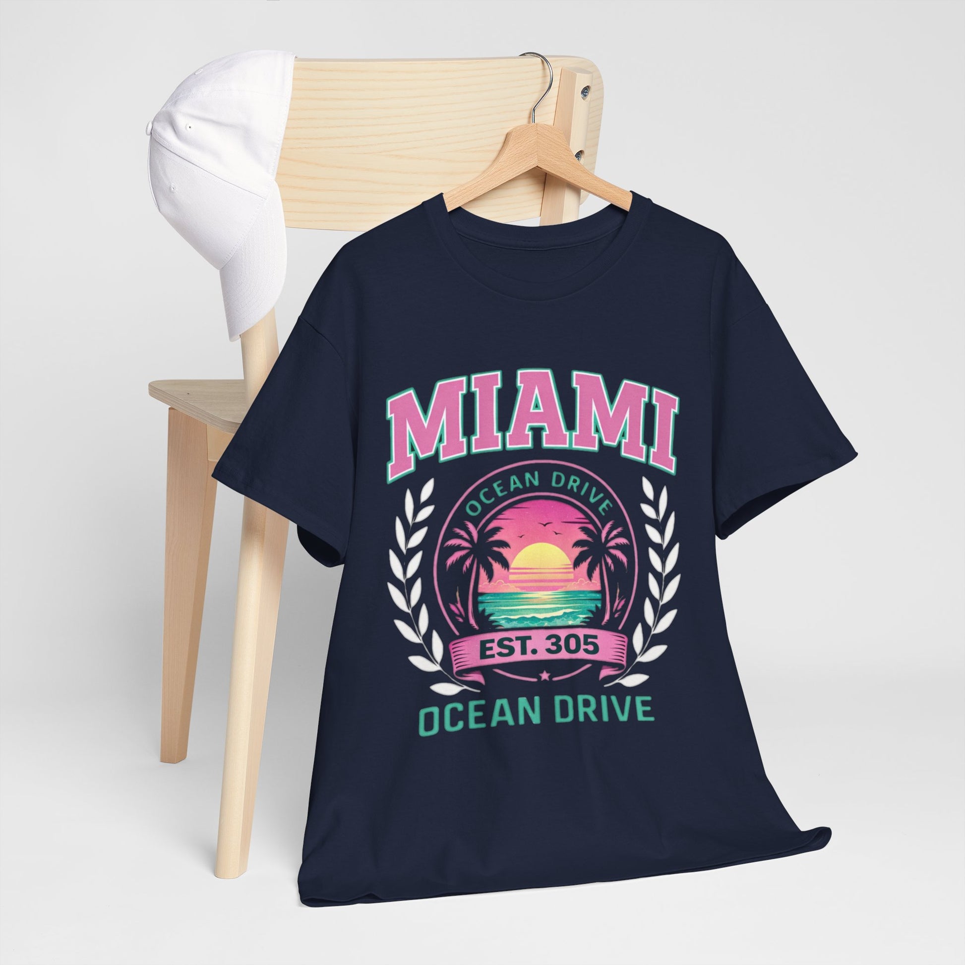 Lavender Miami Ocean Drive Est. 305 T-Shirt – Retro Sunset Beach Streetwear Tee